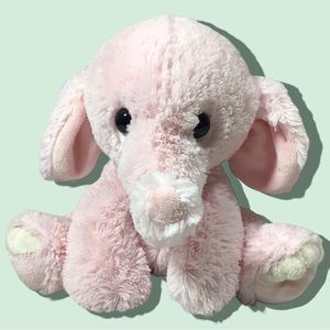 Aurora Pink Elephant Stuffed Animal Plush Trunk Up Pellets 8 inches Toy White
